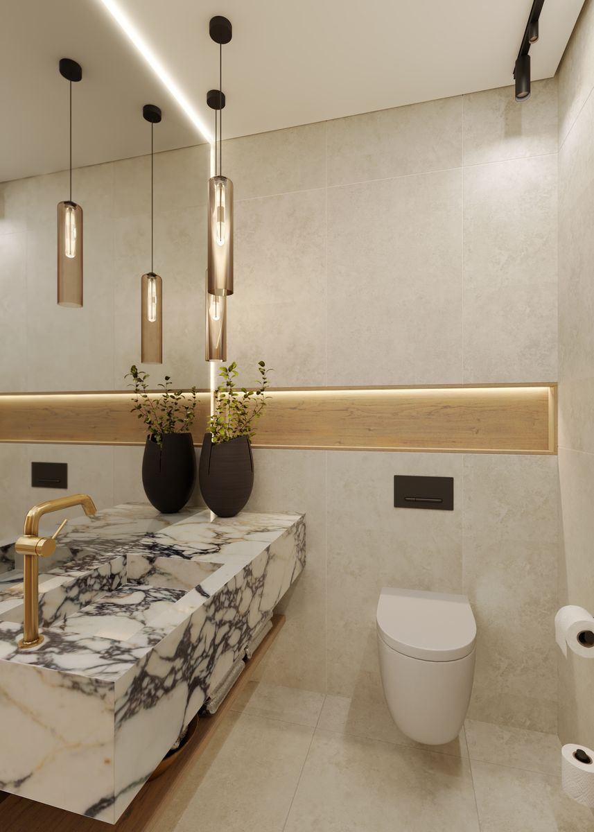 Apartments, Angola – Powder Room – photoreal 3D render