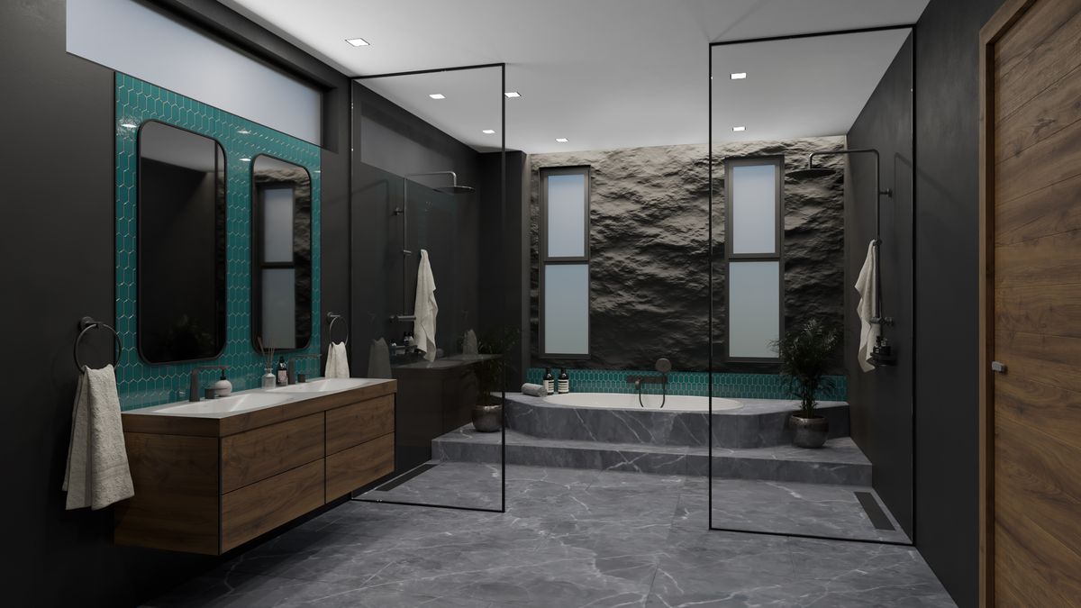 House A – Master En-suite – photoreal 3D render