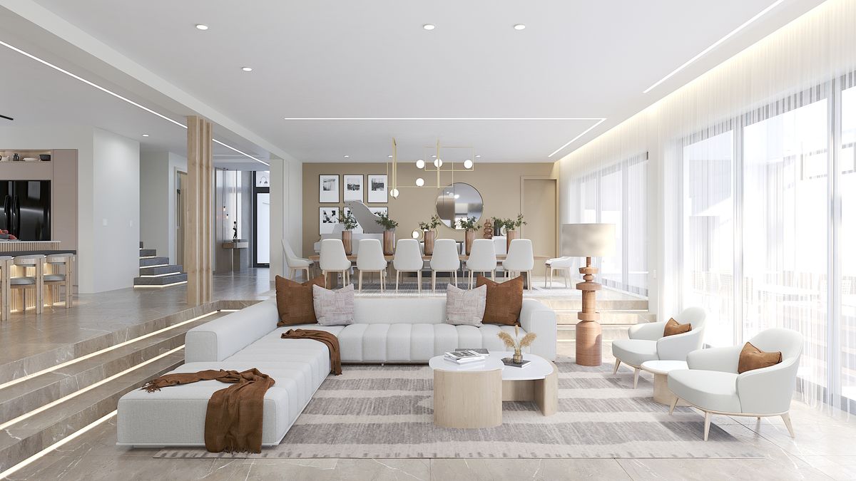 House G – Lounge – photoreal 3D render