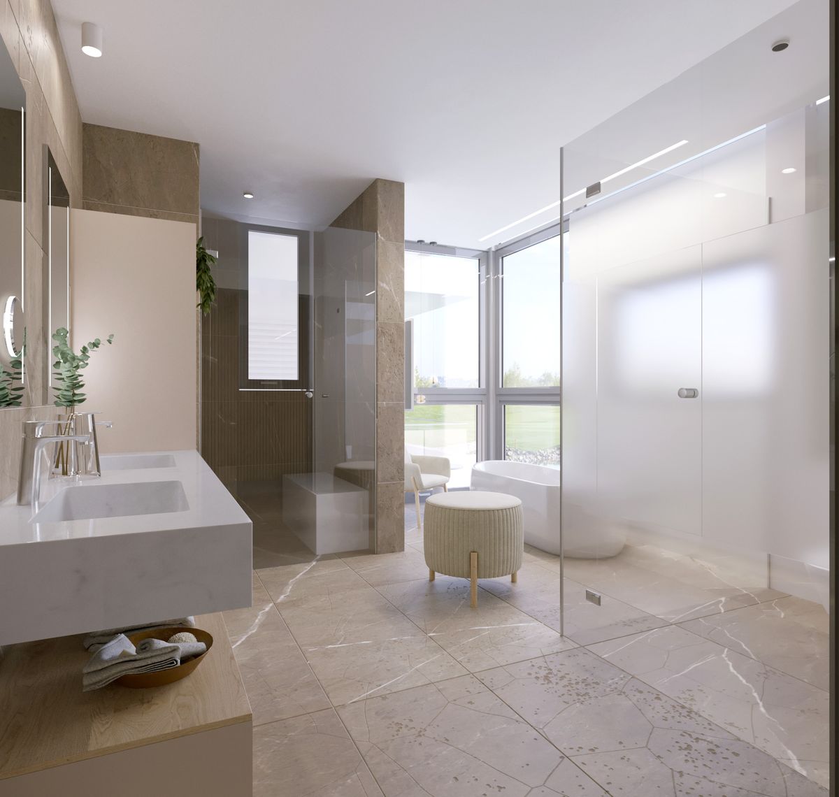 House G – Master Bathroom – photoreal 3D render