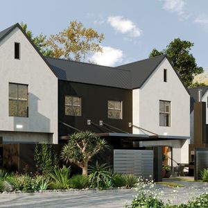 Townhouse development street view – 3D render